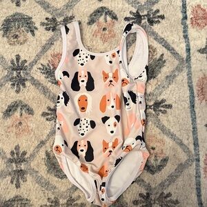 Adorable Dog Print Kids Swim One Piece